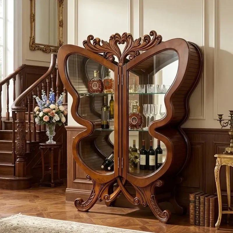 Butterfly Wing Wooden Wine Cabinet - Image 0