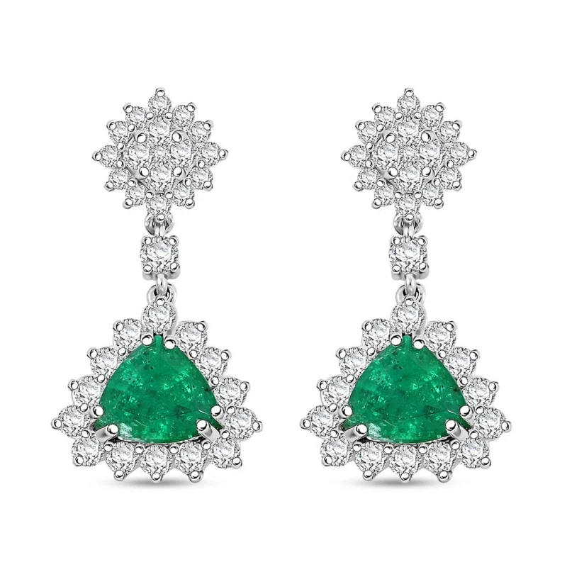 Rhapsody AAAA Brasilianischer Smaragd, Weißer Diamant Ohrringe 950 Platin ca. 4,05 ct.