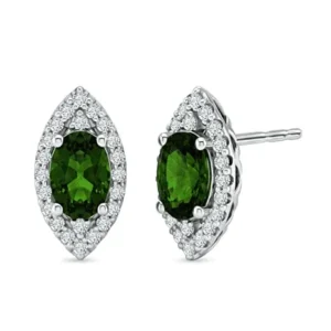 D'Joy AA Natürlicher Chromdiopsid, Moissanit AGI zertifiziert Ohrringe 925 Silber Rhodiniert ca. 2,27 ct.