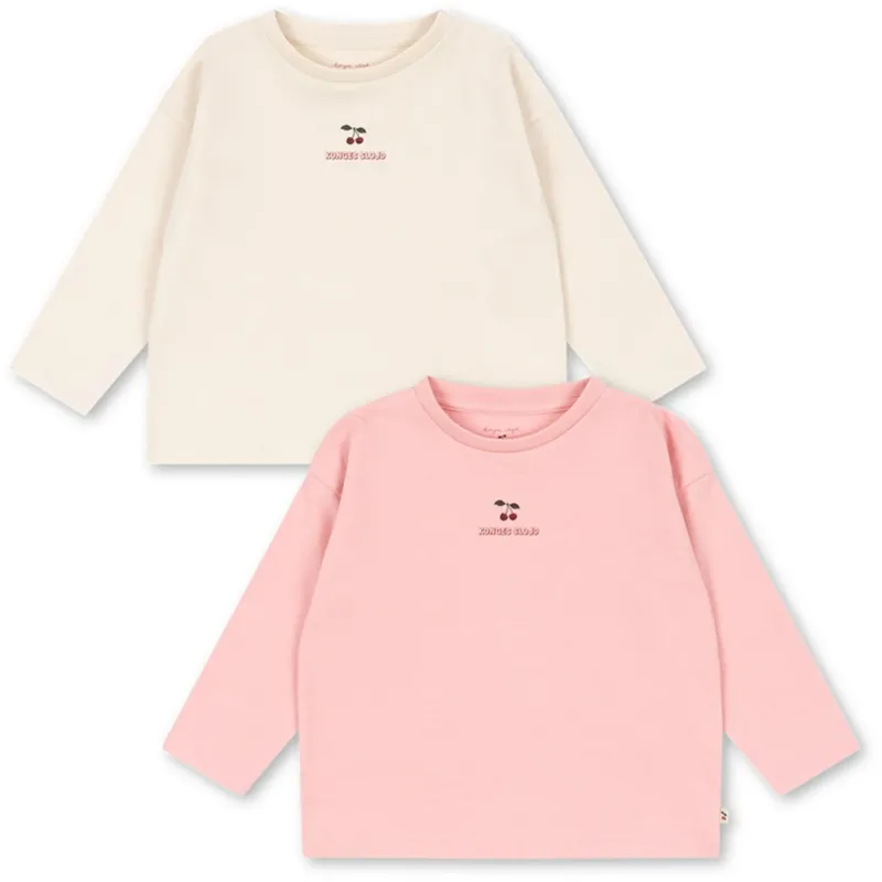 Konges Sløjd Pink Dolphin/Antique White 2 Pack Lin Ls Tee Gots