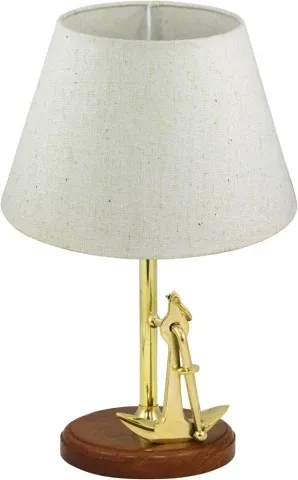 Lampe Anker – maritime Tischlampe aus Messing und Holz mit Anker Design