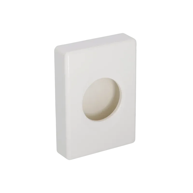 Die DEISS 99301 Dispenser Hygiene Box (100x139,5x27,5 mm, weiß) von EMIL DEISS KG ist eine weiße, rechteckige Wandplatte mit zentraler Öffnung zur Kabelführung oder hygienischen Aufbewahrung in medizinischen Einrichtungen. Packung: 25 Stück.