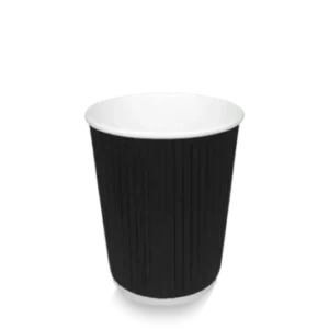 takeaware.nl Koffiebekers Kartonnen koffiebeker 230cc 8oz Ripple Zwart