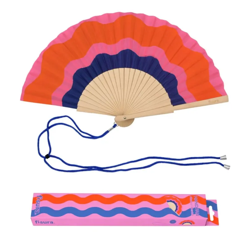 Damen Fächer 'Ondas' rot/rosa/blau