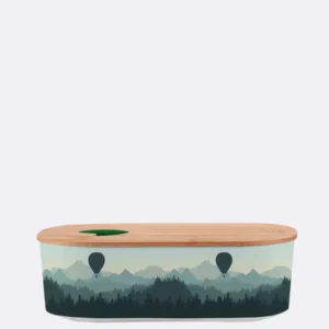 Ovale Lunchbox aus nachhaltigem PLA - bioloco plant lunchbox oval - air balloon valley - Brotdose - Heißluftballon - Berge