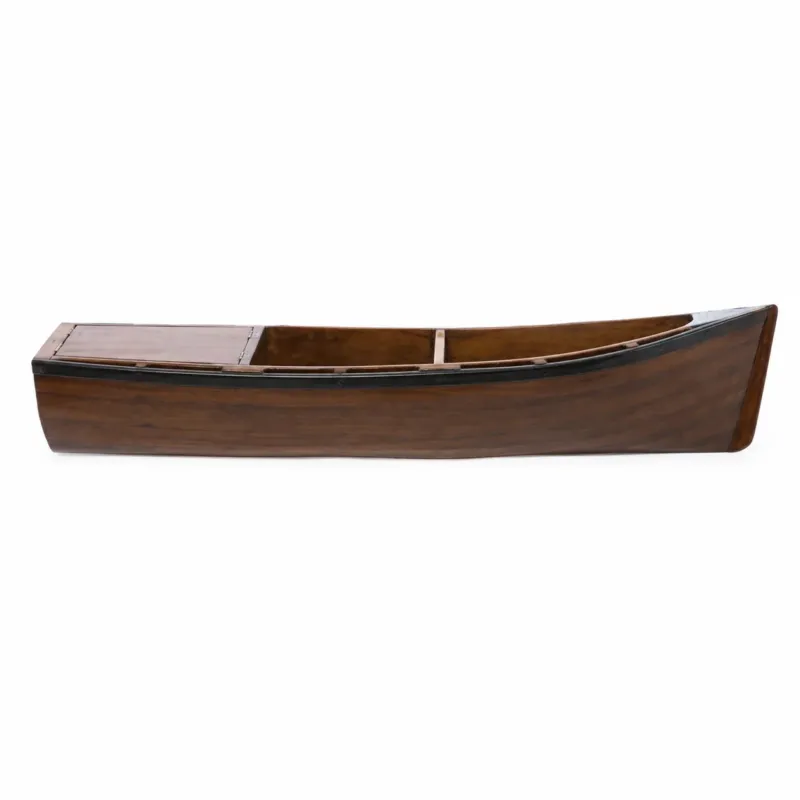 Wandregal Fischerboot aus Holz Dunkelbraun – maritimes Hängeregal mit Fächern, 90 cm