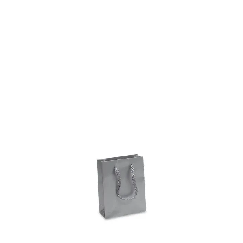 Luxuriöse Papiertaschen Glänzend 10+4,5x13 cm Silber (250 Stück) [FP-DPK031]