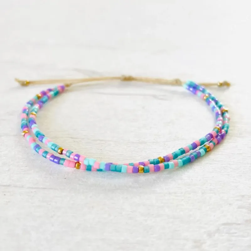 Damen Armband Double 'Miyuki Perlen' aqua