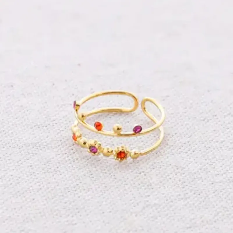 Damen Ring 'Double Jewels' gold/rot