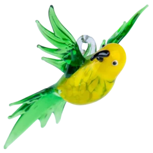 Glas Hängevogel Kanarienvogel Gelb/Grün Breite ca. 9,3cm, Fensterdeko Handarbeit