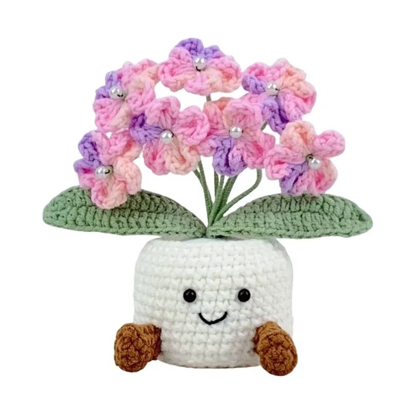Gehäkelter Blumentopf 'Schleierkraut-Design'