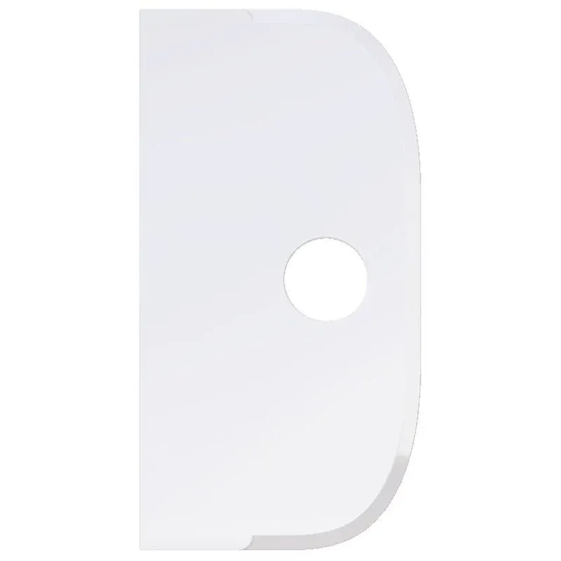 Der SCHABER GROß, PP, FLEXIBEL, 230x118mm von Haug Bürsten KG ist ein weißer, rechteckiger Polypropylen-Abstreifer mit abgerundeten Kanten, einer gewölbten rechten Seite und einem zentralen, kreisförmigen Loch. Der Hintergrund ist einfarbig weiß.