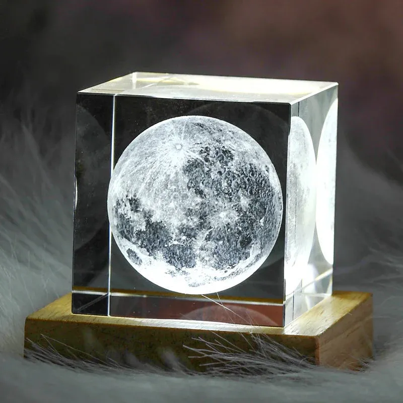 3D Crystal Cube Moon Nightlight - Image 0