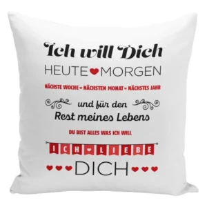 Bild: Kissen - Ich will Dich, Ich liebe Dich.