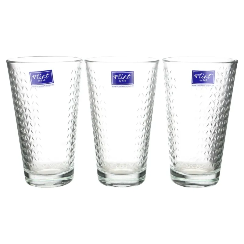 3 x Longdrinkglas Dreiecks-Relief