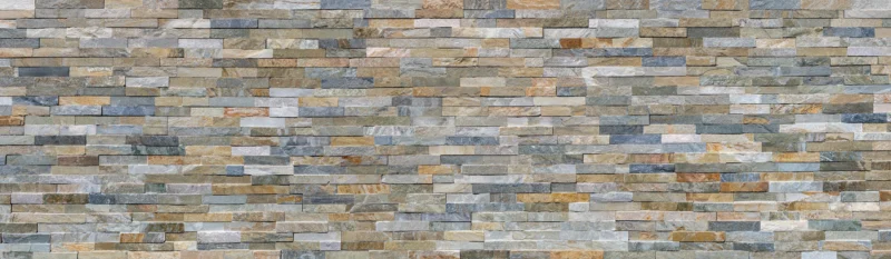 Küchenrückwand-Wand aus farbigen Verblendsteinen