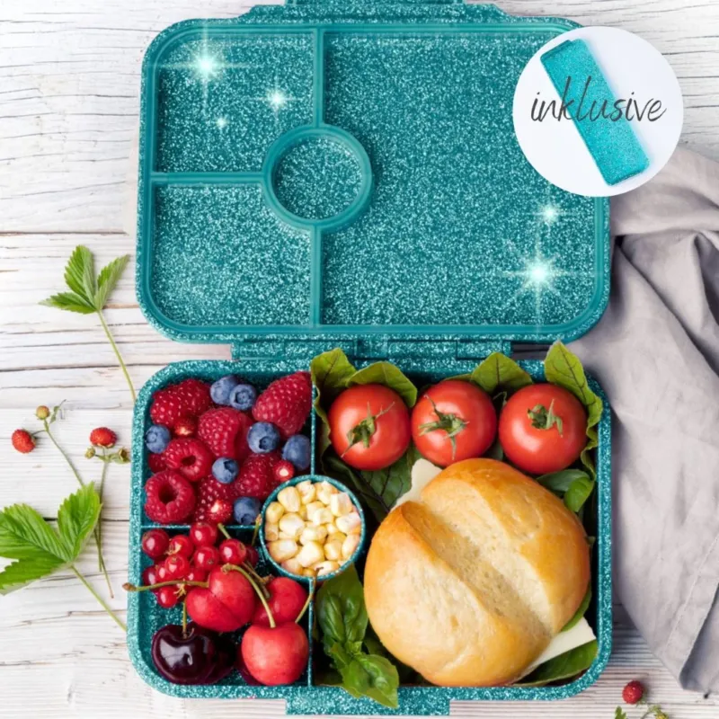 LEKKABOX Lunchbox mit 4 Fächern 'Glamour' aqua