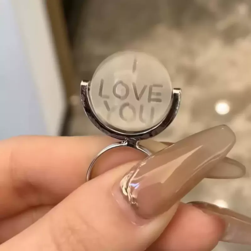 Rotating Disc I Love You Couple Ring - Image 0