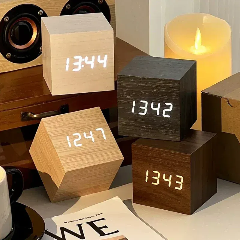 Minimalist Wooden Digital Desktop Alarm Clock - Image 0