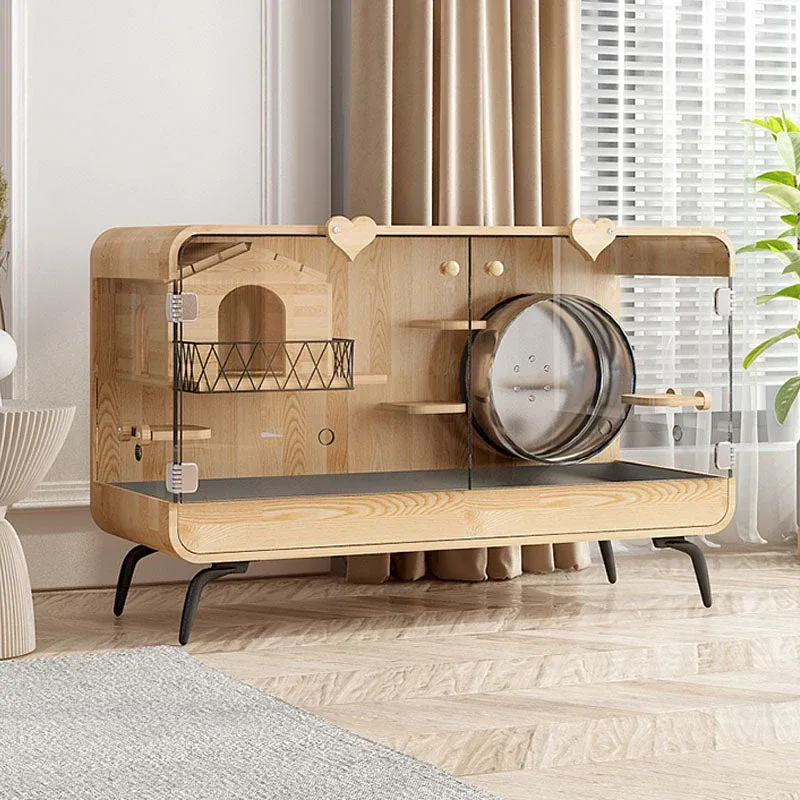 Dreamscape Panoramic Transparent Solid Wood Pet House - Image 0