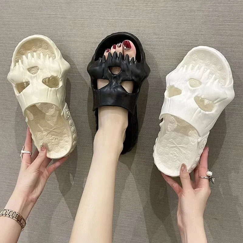 Skeleton Skull Thick Sole Slippers - Image 0