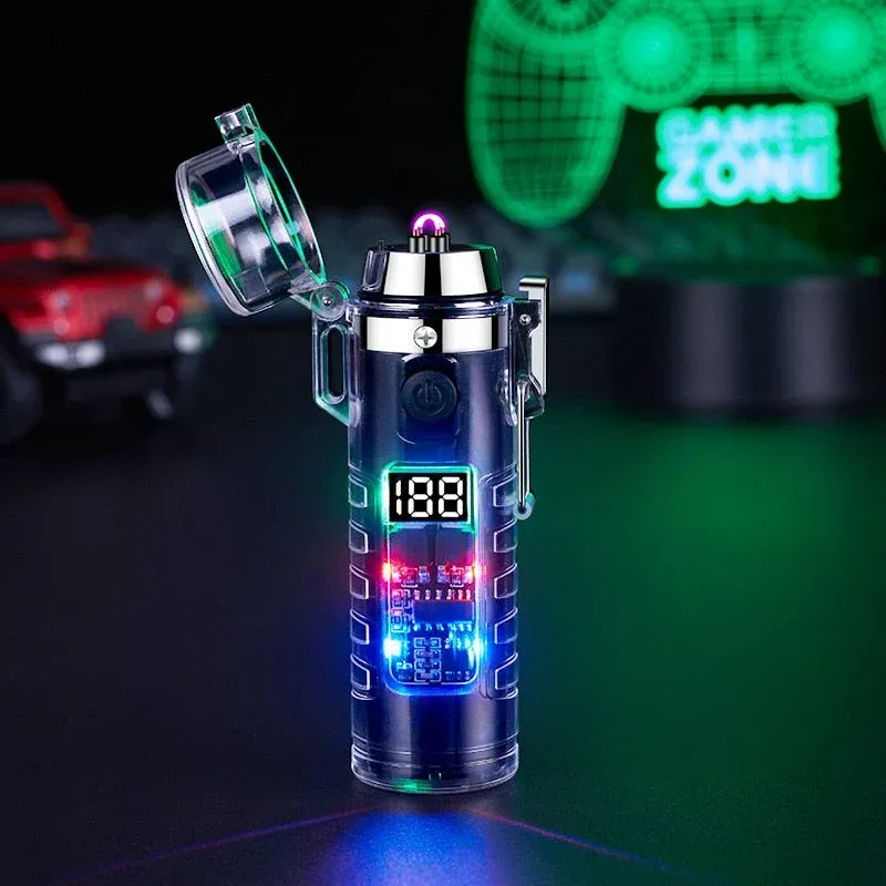 Windproof Double Arc Transparent Flashlight Lighter - Image 0