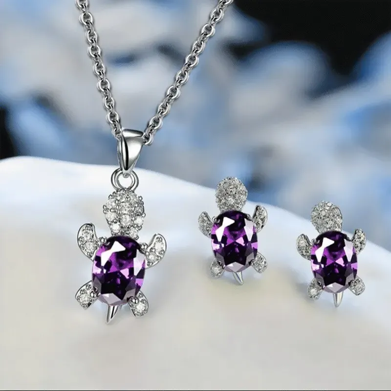 Ocean Turtle Lucky Necklace Earring Set - Image 0
