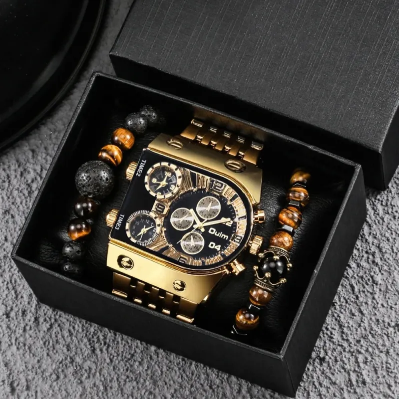 Big Dial Watch Quartz Business Men Gift Set - Image 0