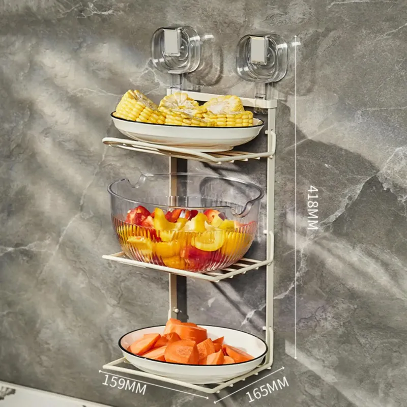 Food Preparation Wall-Mounted 3-Layer Organizer Rack - Image 0