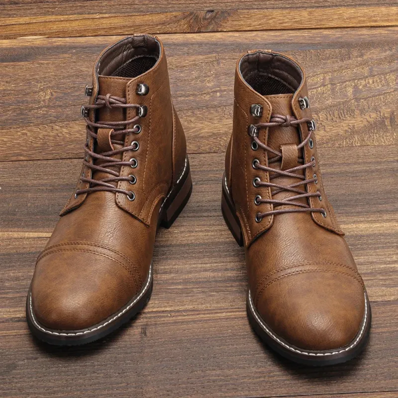 Timeless Vintage Leather Lace-Up Everyday Casual Boots - Image 0