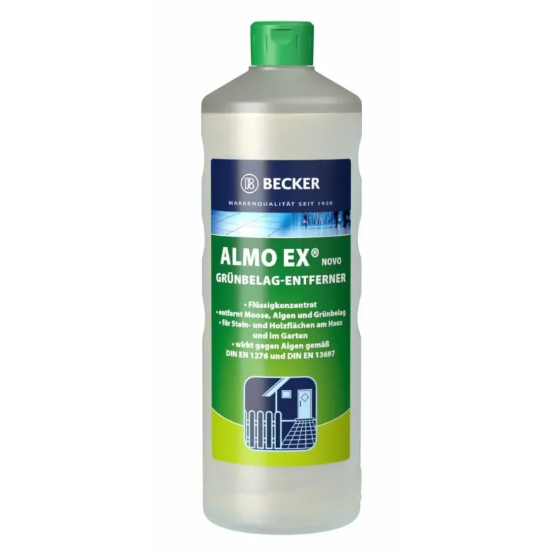 ALMO-EX Novo Steinreiniger / Grünbelagentferner für Terrassen aus Holz oder Stein 1 Liter Flasche