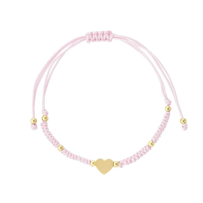 Damen Armreif geflochten mit Herz 'pink'