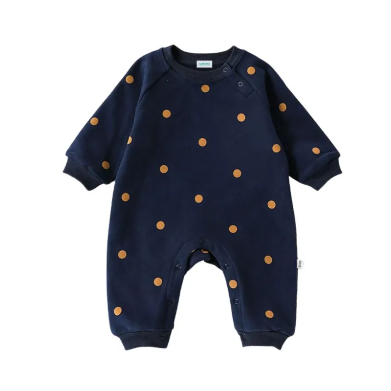 Langarm Overall 'Big Dots' blau