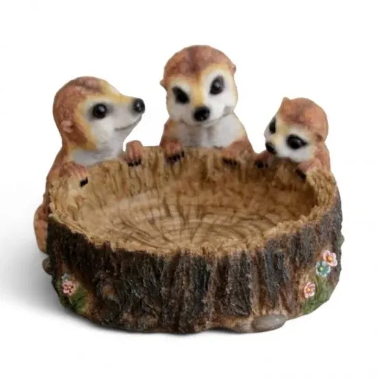 Deko Erdmännchen Tränke – dekorative Wasserschale aus Kunststein 30 cm