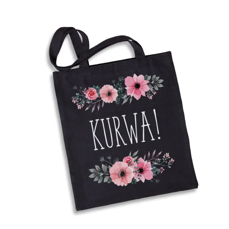 Bild: Baumwolltasche - Kurwa - blumig.