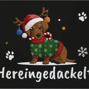 Bild: Fußmatte - Hereingedackelt (Weihnachten).