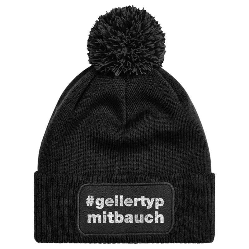 Bild: Mütze mit Bommel - #geilertypmitbauch.