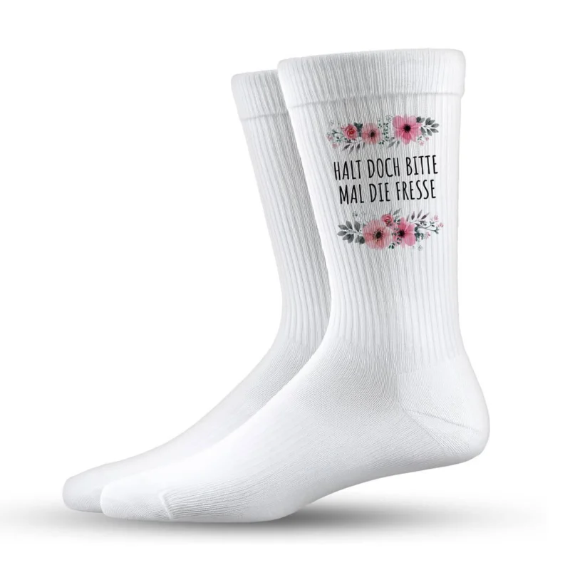 Bild: Socken - Halt doch bitte mal die Fresse - blumig.