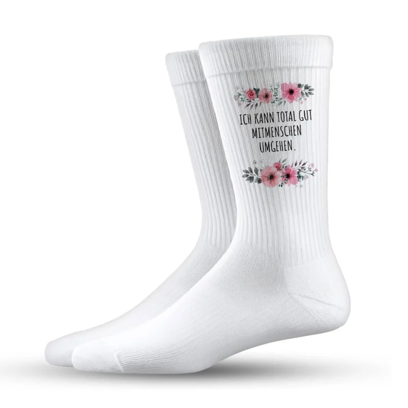 Bild: Socken - Ich kann total gut Mitmenschen umgehen. - blumig.