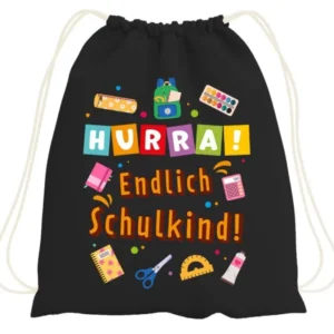 Bild: Turnbeutel - Hurra! Endlich Schulkind.