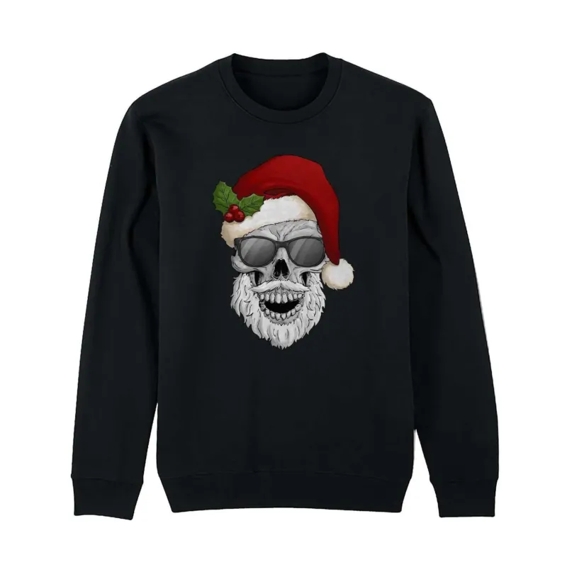 Bild: Weihnachtspullover - Totenkopf mit Sonnenbrille.