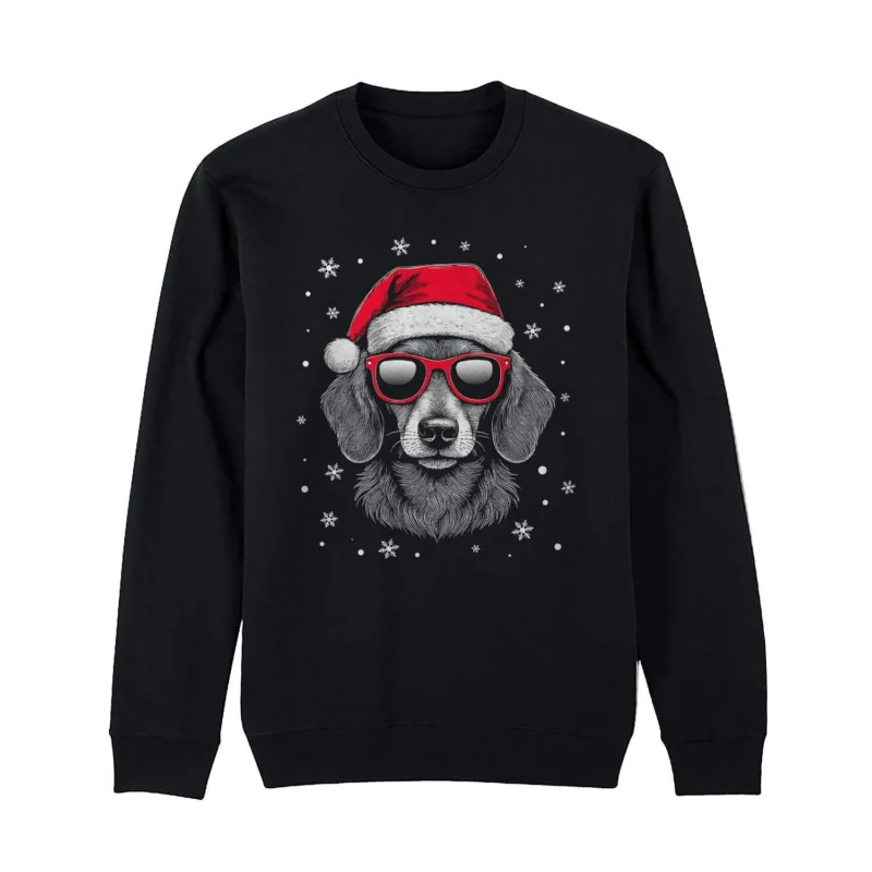 Bild: Weihnachtspullover - Cooler Weihnachtsmann-Hund.