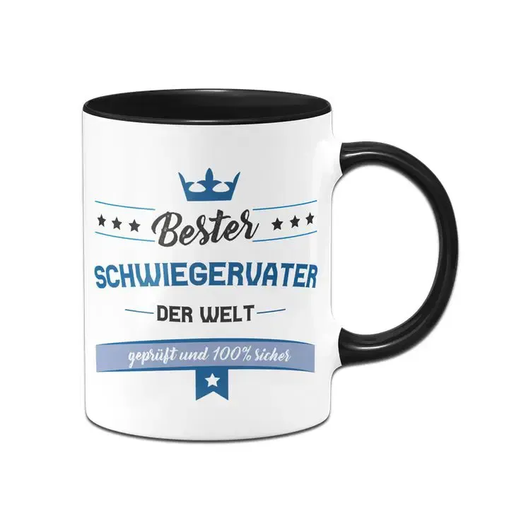 Bild: Tasse - Bester Schwiegervater der Welt geprüft und 100% sicher.