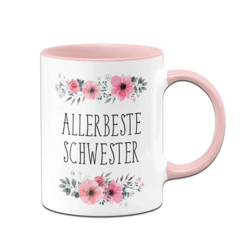 Bild: Tasse - Allerbeste Schwester - blumig.