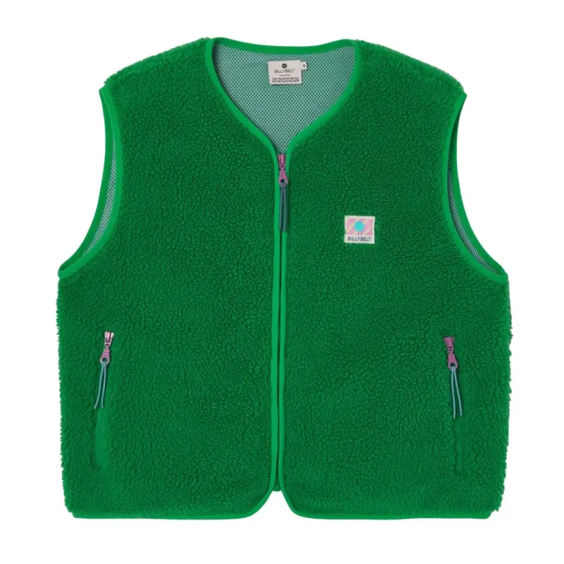 Damen Weste aus Sherpa-Fleece mit Reißverschluss, ärmellos – grün