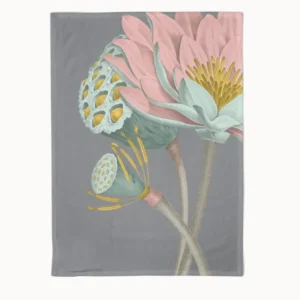 Geschirrhandtuch in grau mit Blumen