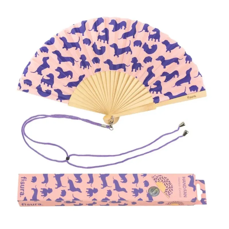 Damen Fächer 'Dackel' rosa/blau