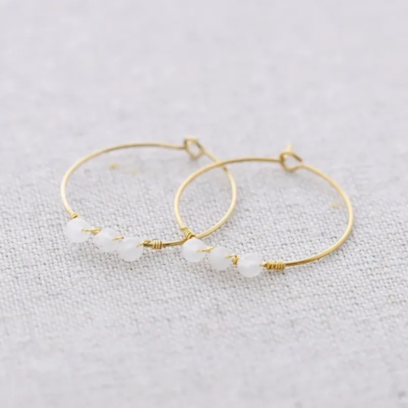 Damen Ohrringe Creolen Hoops 'Stone' natur