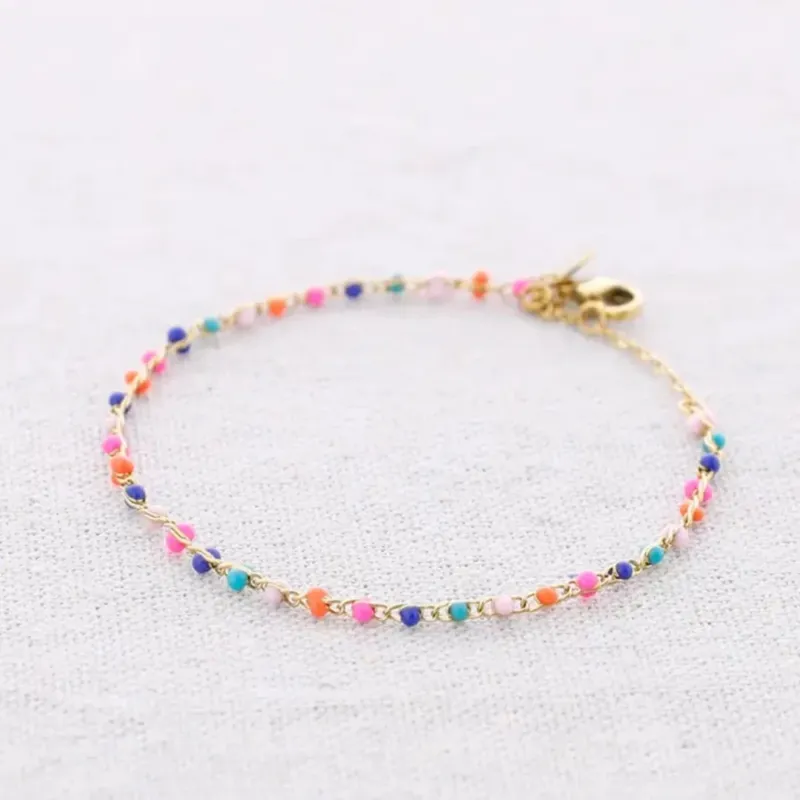 Damen Armband mit süßen Perlen rosa/orange/blau