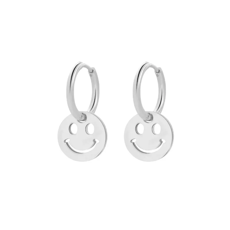Creolen mit Smiley-Anhänger silber